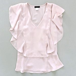 Venus Womens Blush V-Neck Ruffled Blouse 6
